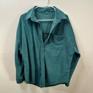 Teal Corduroy Shirt with Classic Collar